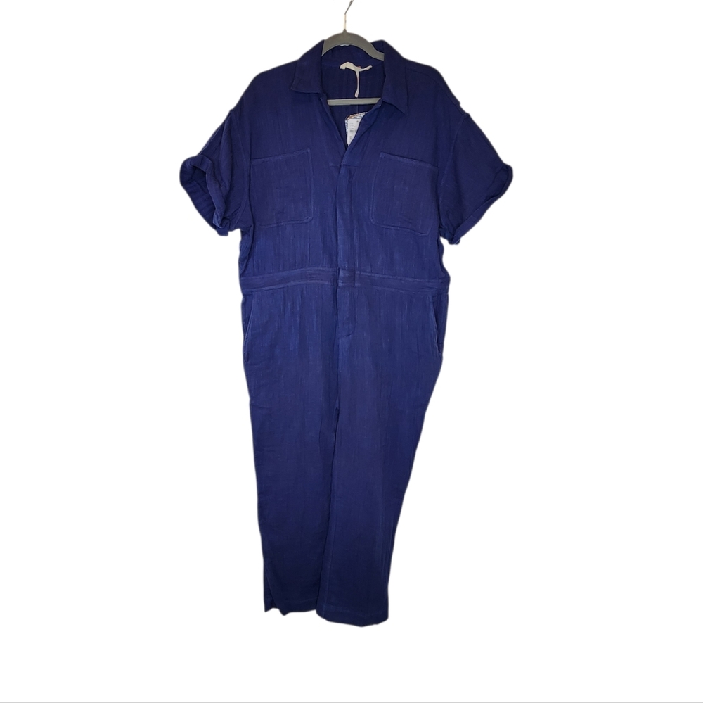 NEW Free People Totally Crushin Coverall Jumpsuit Navy Size Small